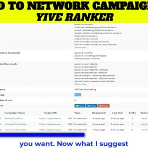 6 Yive Ranker RSS Feed to Network Campaign setup yiveranker