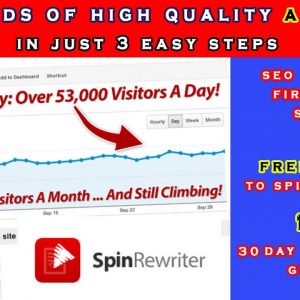 Spin Rewriter Software FULL Review | Hundreds of High Quality Articles in 3 Easy Steps| FIRST REVIEW