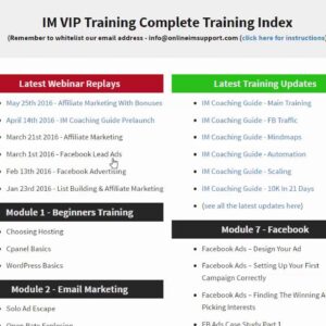 IM VIP Training Members Area Overview 2016
