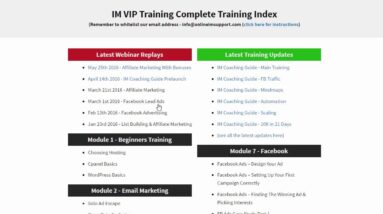 IM VIP Training Members Area Overview 2016